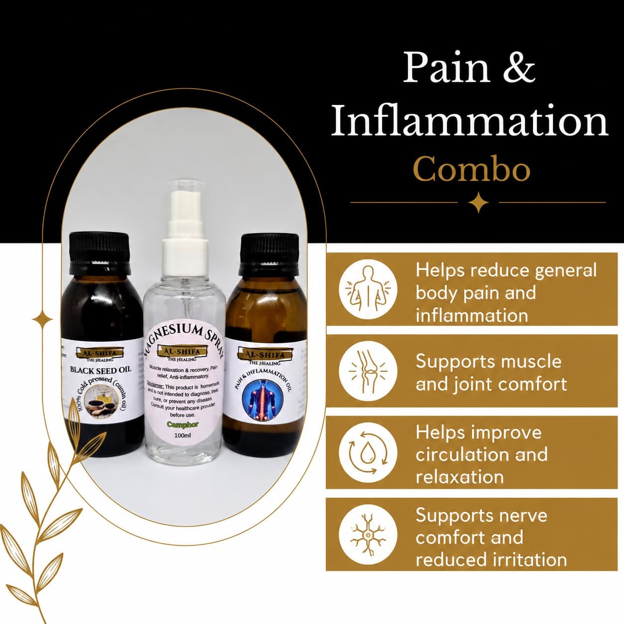 Pain & Inflammation Combo (3-Oil Natural Healing Set)