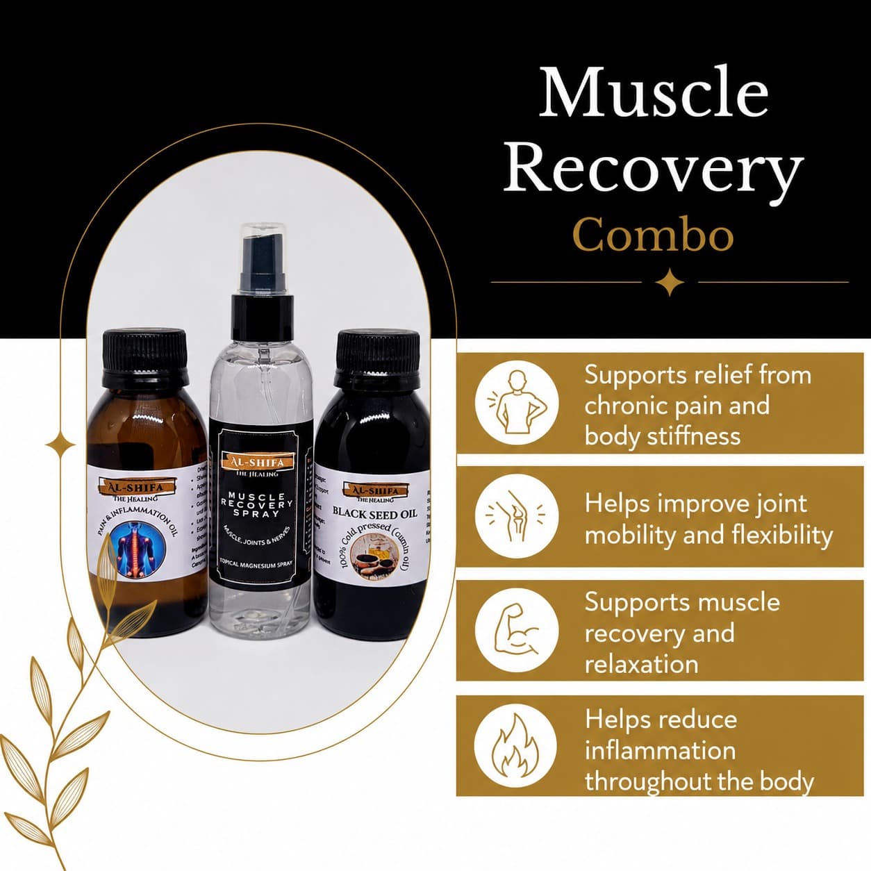 Muscle Recovery Combo (3-Oil Natural Healing Set)